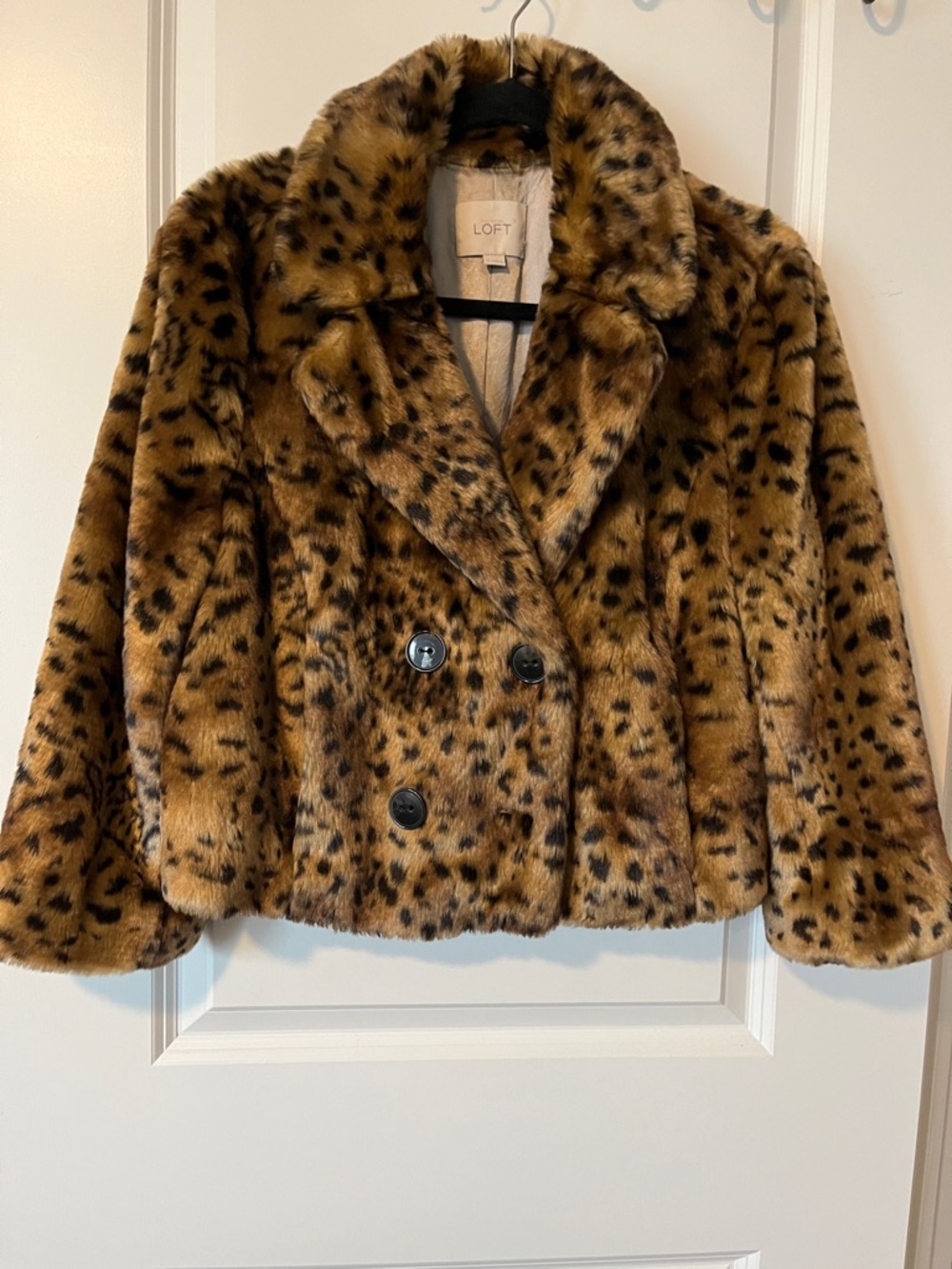 LOFT Leopard Print Faux Fur Jacket - Brown & Black
